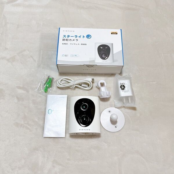 virtavo 防犯カメラ 屋外 ワイヤレス 充電式 カラフルナイトビジョン 監視カメラ 見守りカメラ ネットワーク ペットカメラ