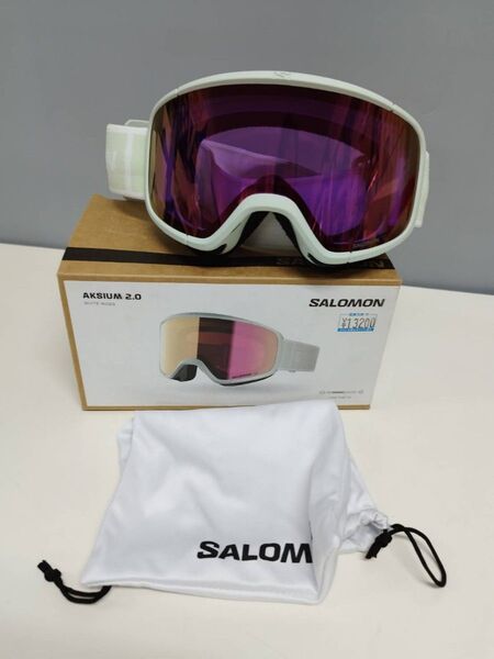 【美品】SALOMON AKSIUM 2.0/スキー スノーボードゴーグル/WHITE MOSS/L47641300