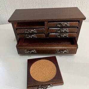 美品 引き出し コースターセット アンティーク 木製 ヴィンテージ