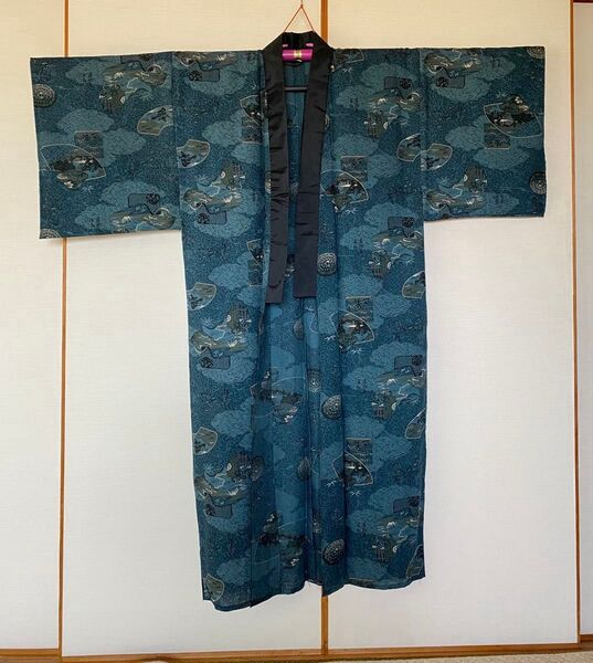 男性用長襦袢 ブルー系 着用可 リメイク用