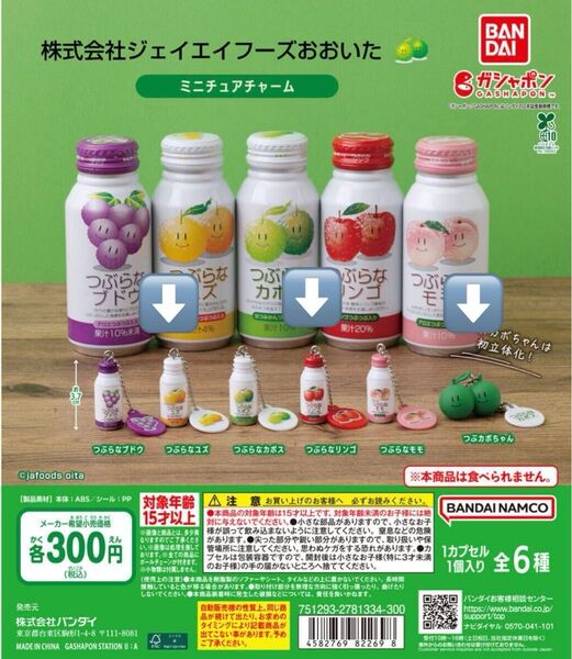 ジェイエイフーズおおいた つぶらなカボス ミニチュアチャーム 3種セット