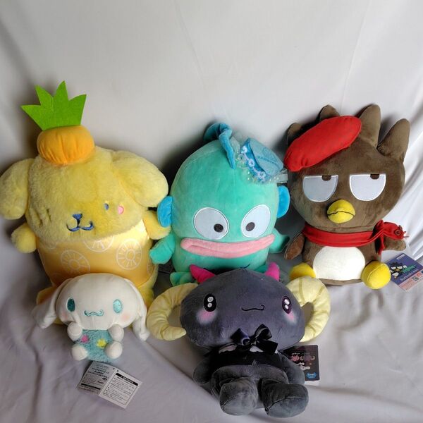 サンリオキャラクターズポムポムプリン&シナモロール2点&ハンギョドン&バッドばつ丸