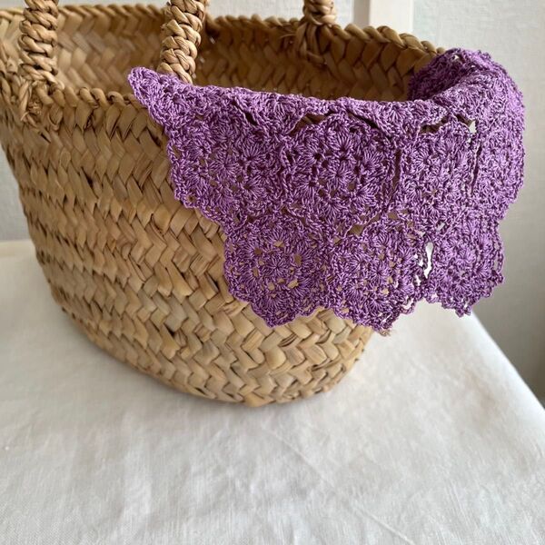 小さなモチーフつなぎのドイリー 葡萄色 ハンドメイド レース編み ドイリー