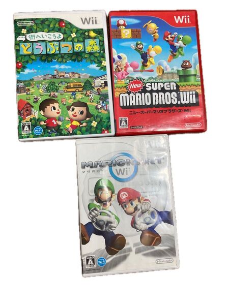 Wii マリオカート New スーパーマリオブラザーズ ニュースーパーマリオブラザーズ 街へいこうよどうぶつの森 セット まとめ