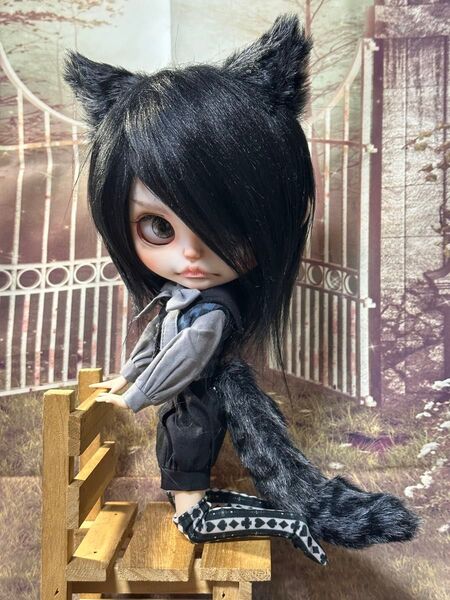 アイシードール ブライス ボアウィッグ 黒豹 獣耳尻尾