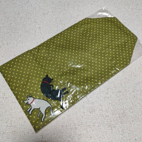 新品未使用 未開封 ねこ 水玉 ブックカバー 読書 猫 ネコ ドット ピスタチオ