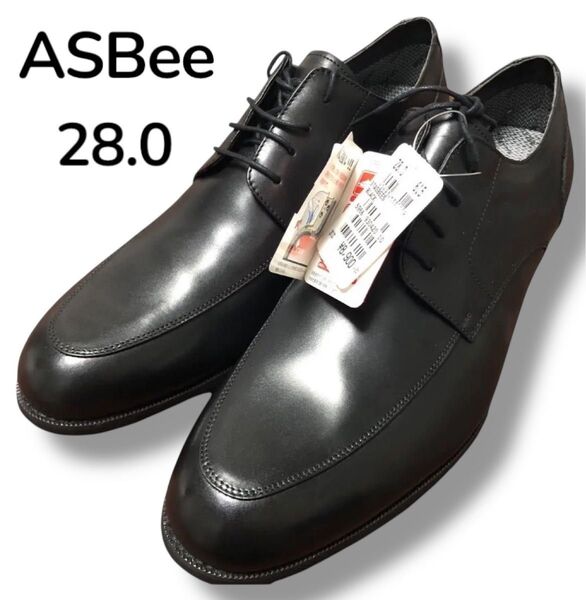 【新品タグ付き】ASBee アスビー ビジネスシューズ 革靴 本革 東レ 黒 28cm