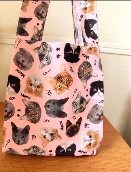 レジ袋型エコバッグ ねこ ネコ 猫 ハンドメイド コンビニサイズ