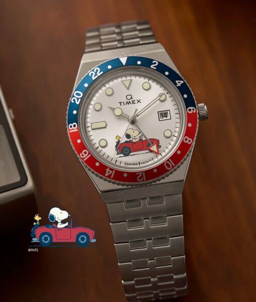 TIMEX Q GMT スヌーピー 目立つ傷なし