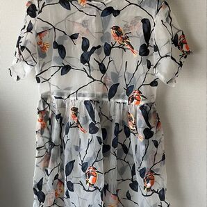 MSGM イタリア製 鳥と葉っぱ柄のチュニックワンピース 42
