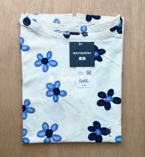 【新品・未使用】ユニクロ マリメッコ グラフィックTシャツ ノースリーブ 花柄 オフホワイト L