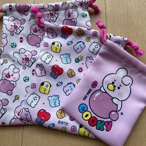 BT21 巾着 3個セット COOKY BABY ピンク