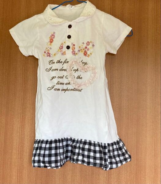 花柄プリント ワンピース 120 白 ホワイト 子供キッズ服 女の子