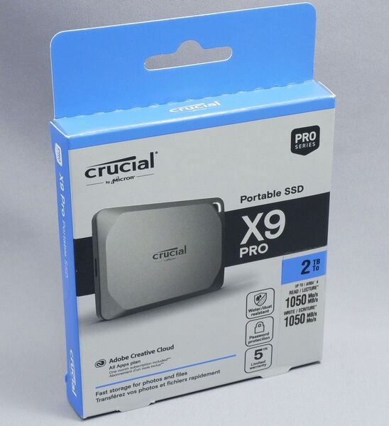 【未使用】Crucial X9 Pro 2TB USB3.2(Gen2) 1050MB/S ポータブルSSD 防水 防塵