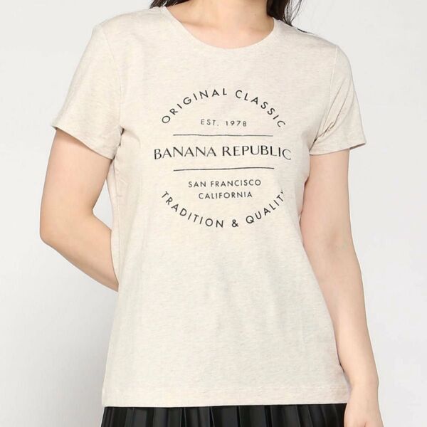 BANANA REPUBLIC バナナリパブリック Tシャツ Mサイズ オートミール 半袖 クルーネック カットソー ロゴT