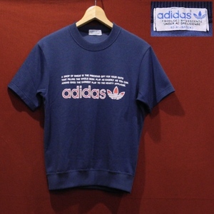 adidas Adidas 80's старый бирка Old Vintage Logo ребра тренировочный тренировочные брюки футболка темно-синий M