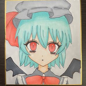 東方Project レミリア・スカーレット 手描きイラスト色紙 コピック使用 一点物 直筆