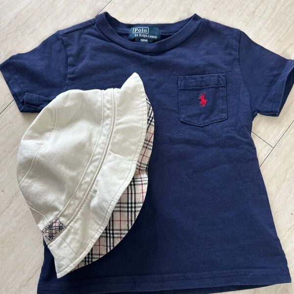 キッズ 半袖 Tシャツ LAUREN 子供服 男の子 ネイビー 半袖Tシャツ RALPH Burberry 帽子