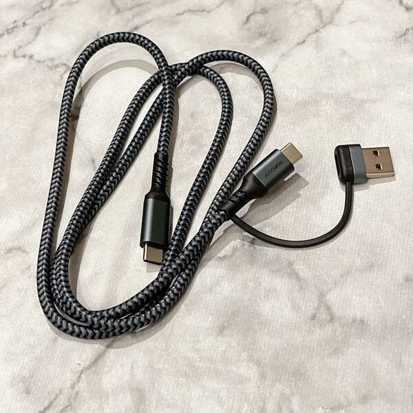 ★ 2in1 USB C ケーブル 1M USB A/C ケーブル アダプタ 変換 -USB-A