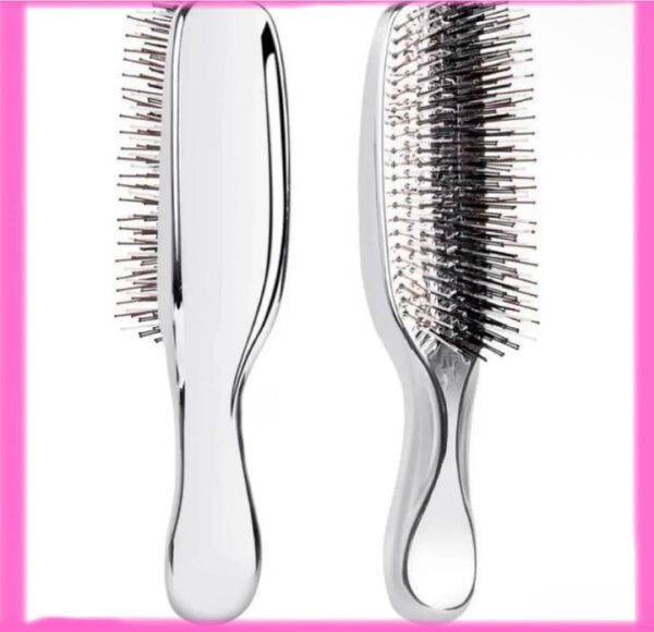 ヘアブラシ くし ウェットブラシ ブラシ ミニブロードライコームブローブラシ スタイリング へアケアブラシくし髪の毛シルバー MH