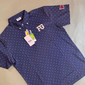 新品未使用【Size-M/NVY】★★FILA GOLF フィラゴルフ ボタンダウンシャツ★★吸汗速乾 UV カット