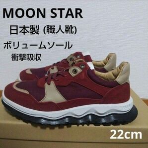 新品19800円☆MOON STAR ムーンスター ボリュームソールスニーカー赤 22cm sx78c02-rd