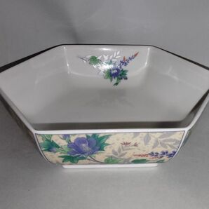 美濃焼・芙蓉萩絵六角鉢・新品未使用