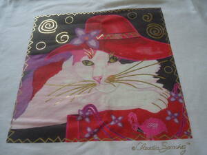 新品即決◆定価 税込2700円=^_^=◆女性用　半袖　白猫Tシャツ　Mサイズ　クラウディア・サンチェス　赤い帽子のサブリナ●