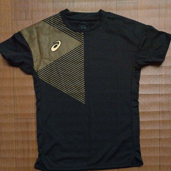 asics アシックス トレーニングウェア Tシャツ ブラック/ゴールド Sサイズ