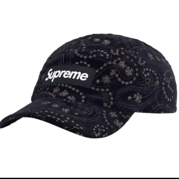 Supreme Velvet Paisley Camp Cap シュプリーム ベルベット ペイズリー キャップ Black