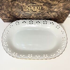 新品たち吉フィオレ アダム&イヴ31cmオーバルプレート レース金縁盛り皿