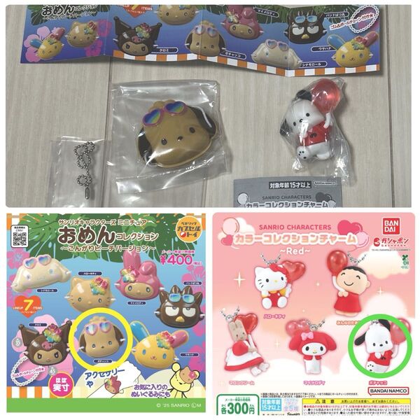 サンリオキャラクターズ ミニチュアおめんコレクション 〜こんがりビーチバージョン〜 カラーコレクションチャーム ポチャッコ