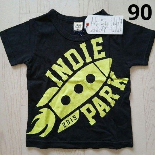 90cm 定価1650円 未使用タグ付 INDIE PARK ブラック Tシャツ 半袖 半袖Tシャツ プリント ブラック