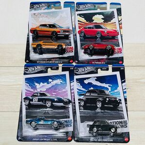 ホットウィール 4種 ヴィンテージアソート スカイラインGT-R ポルシェ911R ジャガーEタイプ フィアット500Dトイザらス