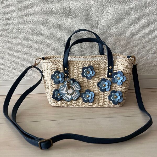 組曲 kumikyoku かごバッグ COACH チャーム付き 花