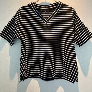 【1回のみ着用 美品】COMME CA ISM ボーダー柄 Vネック カットソー