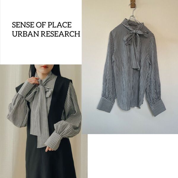 URBAN RESEARCH センスオブプレイス 2WAYボウタイブラウス アーバンリサーチ ギンガムチェック