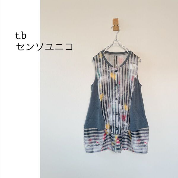 t.b センソユニコ ジレ ベスト マツオインターナショナル 38 グレー チュニック