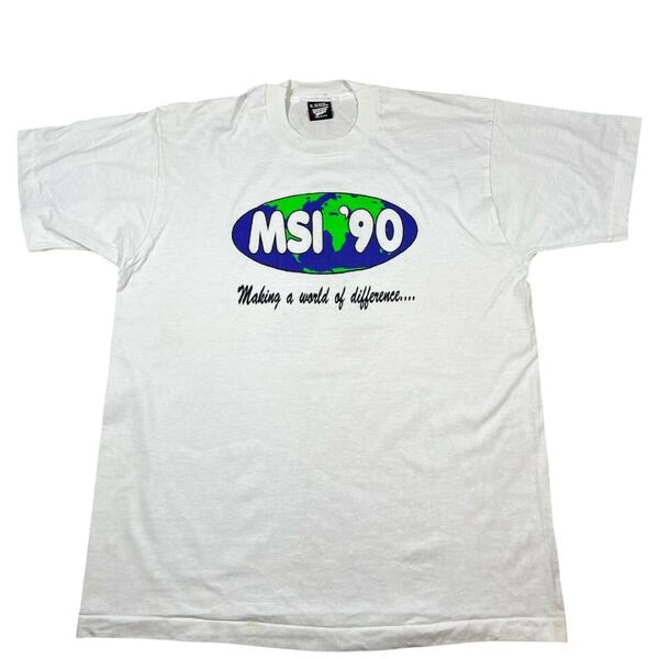激レア 90s USA製 Tシャツ XL シングルステッチ SCREEN STARS BEST MSI '90 ヴィンテージ 古着