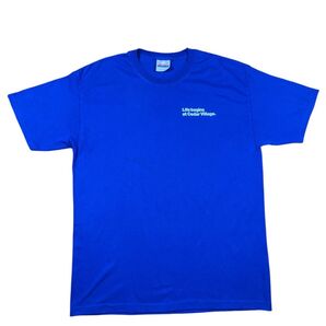 Hanes ヘビーウェイト 50/50 Tシャツ L 青 「Cedar Village」プリント 〜00s古着
