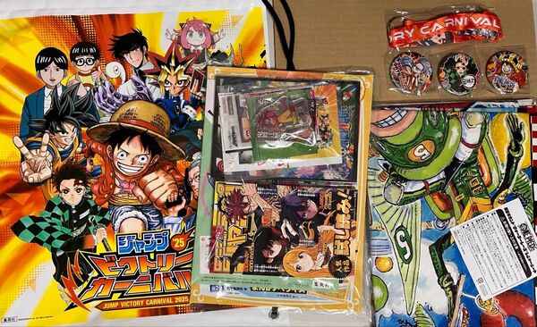 ジャンプビクトリーカーニバル 入場特典一式+スタンプラリー特典缶バッジ三種、特典ネックストラップ