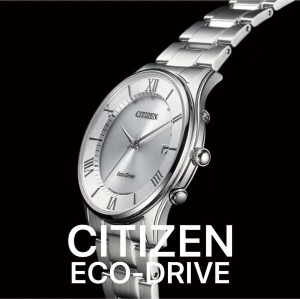 CITIZEN ECO-DRIVE ソーラー腕時計/電波 ローマンインデックス デイト H415-S112907【美品】