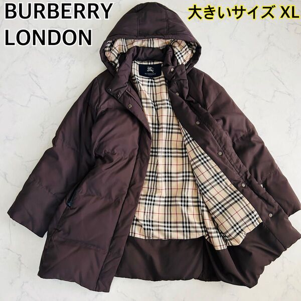 【極美品 大きいサイズXL】BURBERRY LONDON バーバリーロンドン ダウンコート ジャケット 肉厚 ノバチェック 13