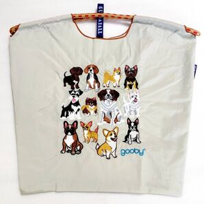 犬柄 エコバッグ 刺繍 バッグ トートバッグ シュナウザー 柴犬 コーギー チワワ お散歩バッグ グレー 新品 未使用 パグ М