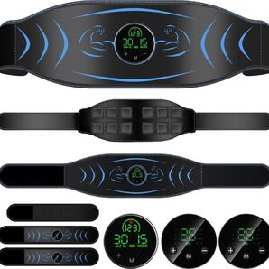 EMS 腹筋ベルト カロリー計数機能搭載 コントローラーベルト4点セット パッド