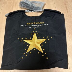 刺繍エコバッグ スター ショルダーストラップ付き