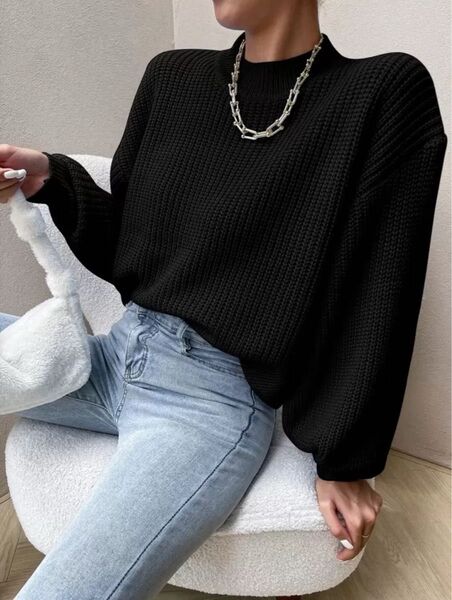 【美品】Made in China ニットセーター レディース ブラック F
