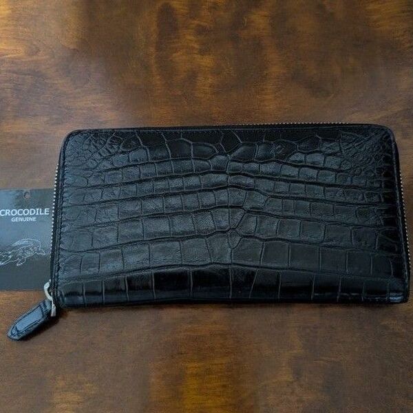 クロコダイル ラウンドファスナー 財布 長財布 レザー 本革 一枚革