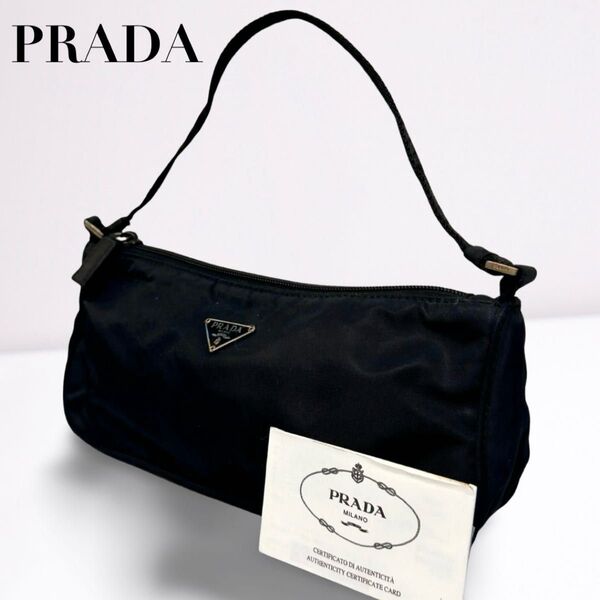 PRADA プラダ アクセサリーポーチ ハンドバッグ 三角ロゴ ブラック 黒 正規品 白タグ 美品 レディース テスートナイロン