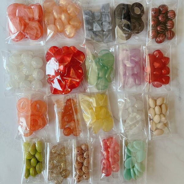 D アクリル ビーズ アソート まとめ売りセット 20種×10 パーツ 資材 ハンドメイド 在庫整理